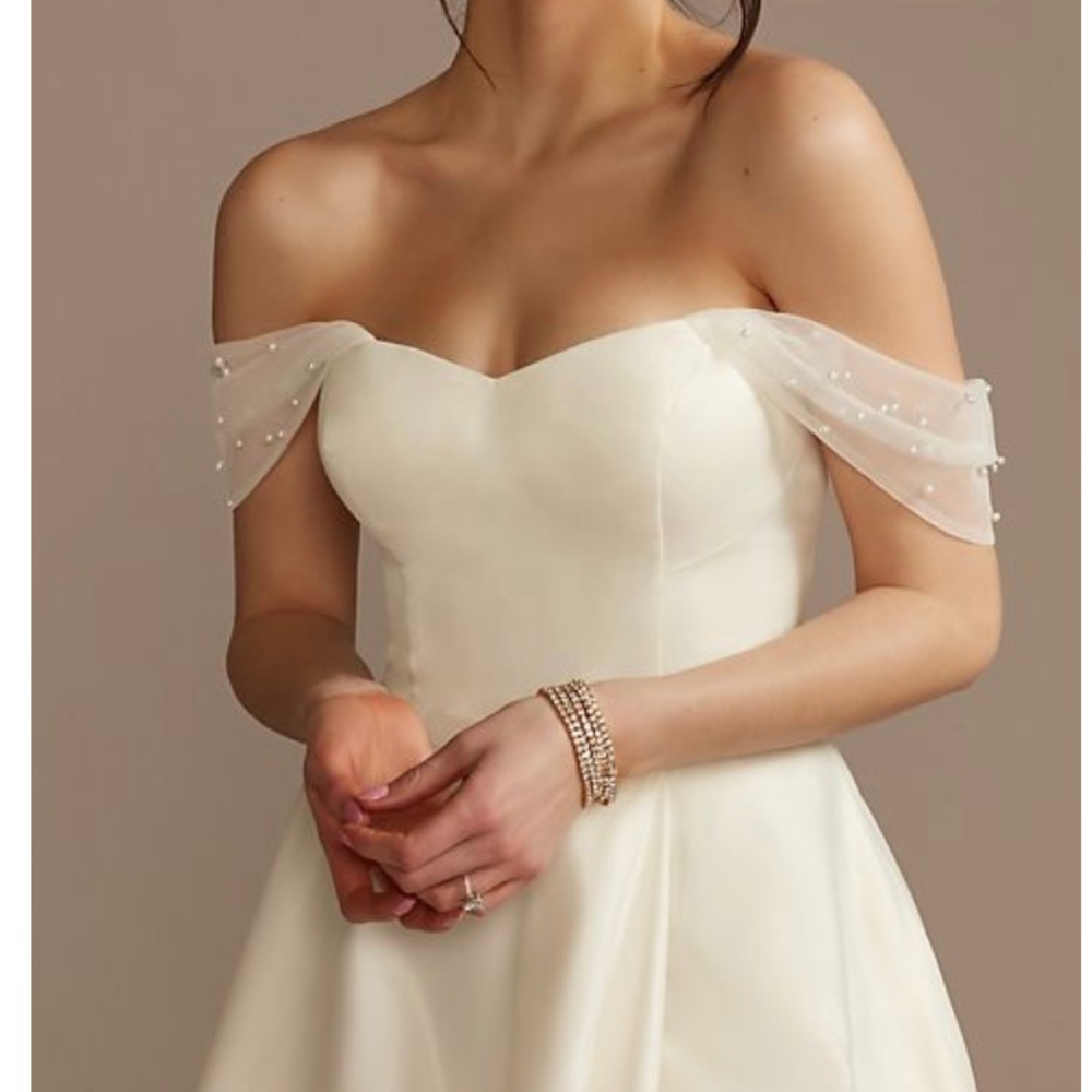 David’s Bridal Detachable Drop Sleeves - Pearl & Tulle NWT